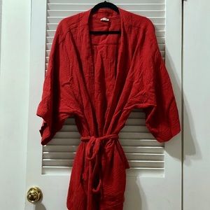 Free People Getting Ready Robe in Washed Red